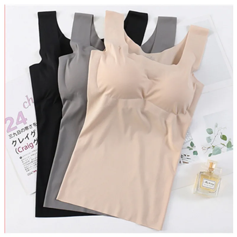 

Ice Silk Tank Top Wireless Padded Lingerie Push Up Seamless Padded Vest Crop Top Tee Camisole Feminino Sleep Cami Soutien Gorge