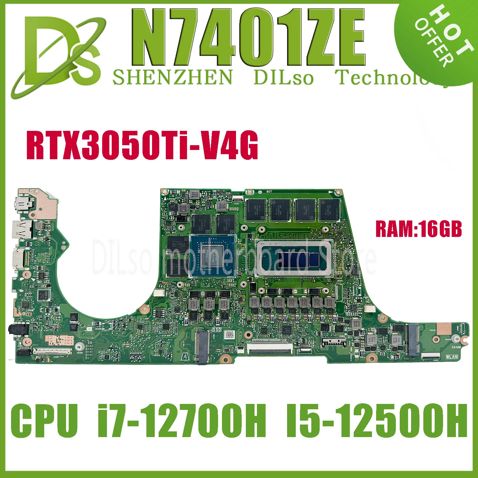 

KEFU N7401ZE Mainboard For Vivobook Pro 14X N7401Z N7401ZE K6500Z Laptop Motherboard i7-12700H i5-12500H CPU RTX3050 Ti RAM-16GB