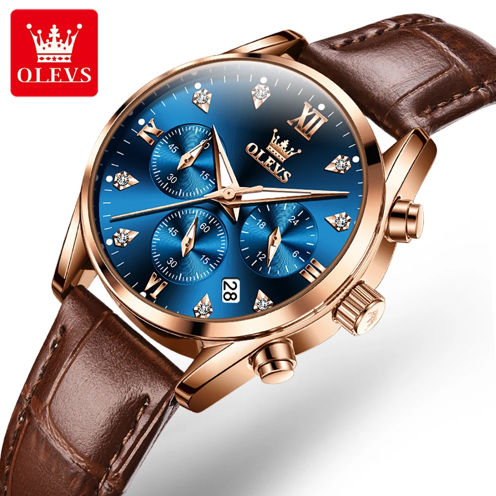 

OLEVS 5523 Quartz Fashion Business Luminous Wristwatch for Women Waterproof Multi-function Three-eye Watch Luminous Chronog