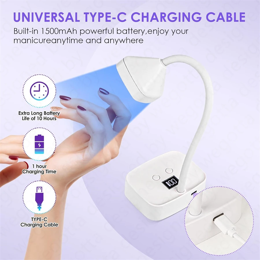 Rechargeable Sun uv Led Nail Lamp Professional uv Light for Gel Nails,Mini Nail Dryer Led uv Light Lamp for Nail Art Salon 6