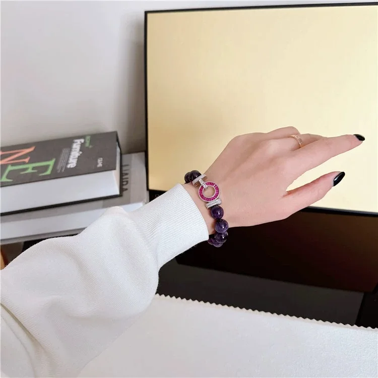 New natural 12mm amethyst round bead necklace bracelet set