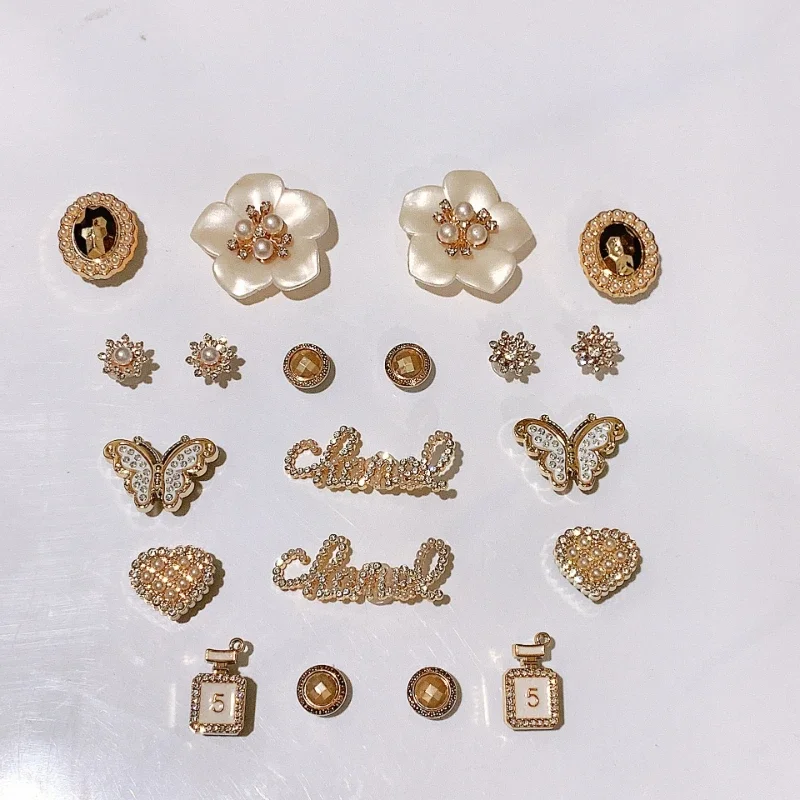 Shoe Charms DIY Pins Butterfly Diamond Pearl Chain Decoration Buckle Hole Shoe Charms Set Accessories Kids Girls Gift