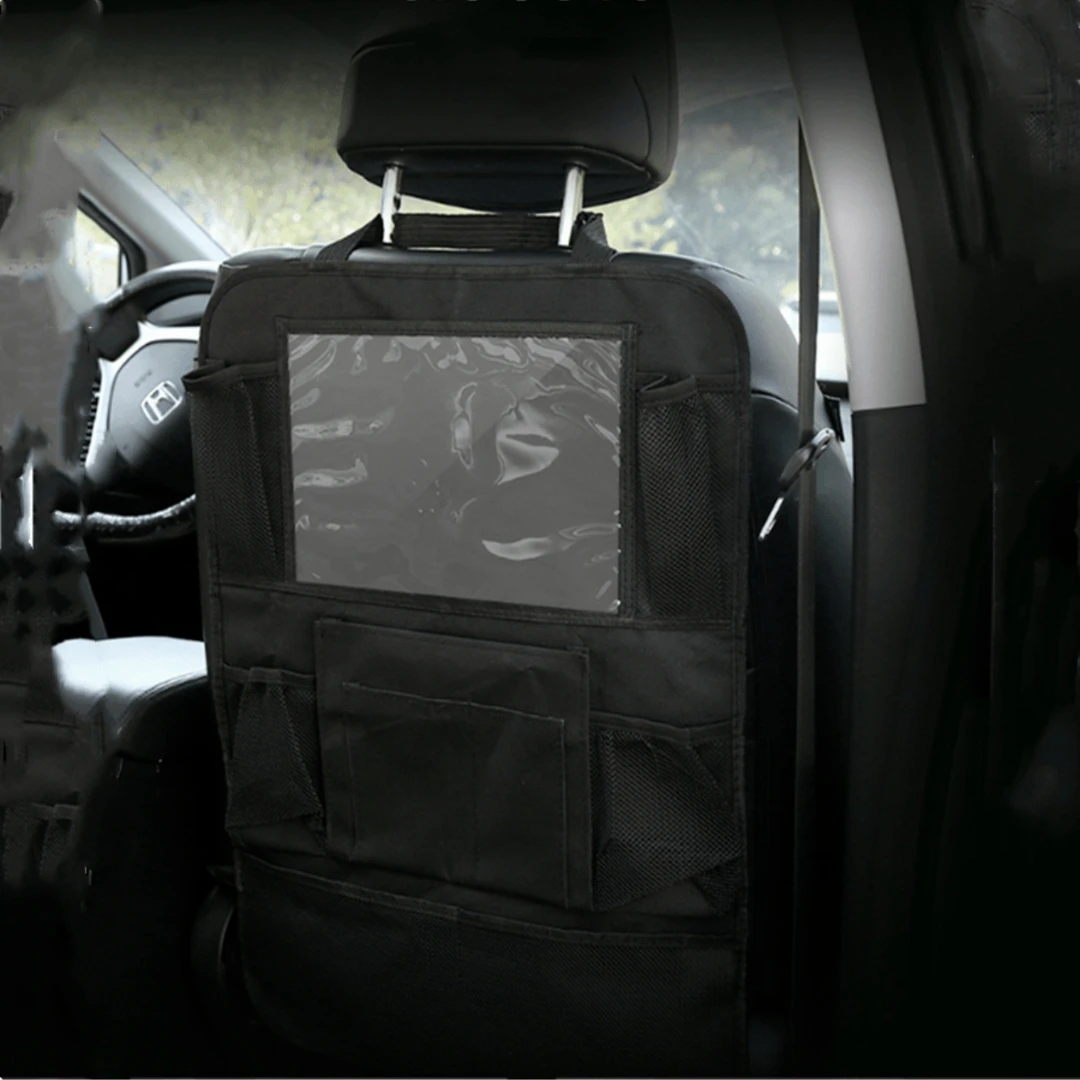 Car Storage Bag Seat Back Storage Bag Multi-function Black Hanging for Tablets, Snacks, Water Cups, Toys, etc.