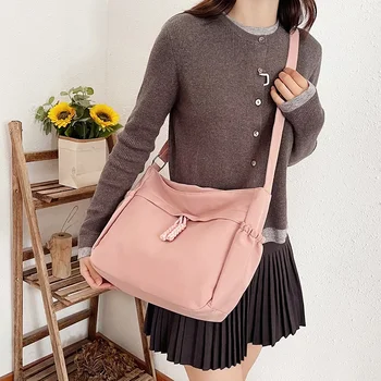 حقيبة قماش بجيب مزدوج الجوانب، حقيبة كتف من النايلون تحت الإبط، حقائب ماسنجر عصرية للاستخدام اليومي للنساء والعمل والسفر والنزهات 4