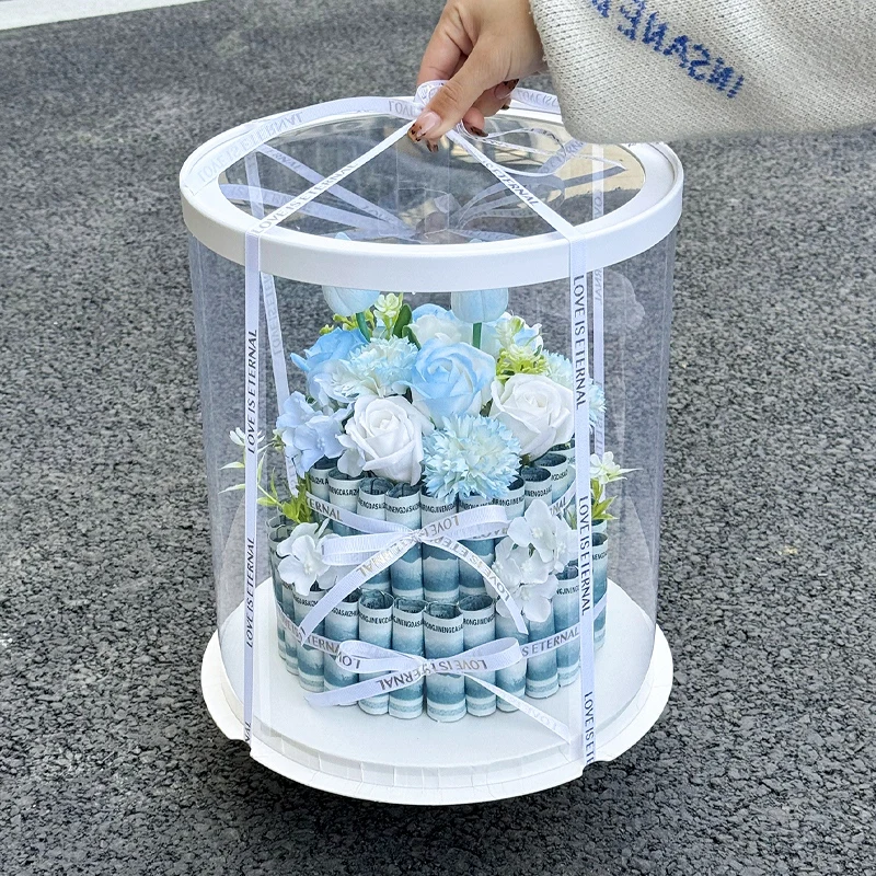 2pcs Round Birthday Cake Packaging Box, Transparent Gift Wrapping Container for Layered... - SKU RCPB1750 - UGI Packaging