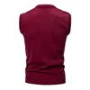 New Knitted Thread Men's Fashion Embroidery Color Matching V-neck Sleeveless Sweater Casual Lining Vest Men's Top 4