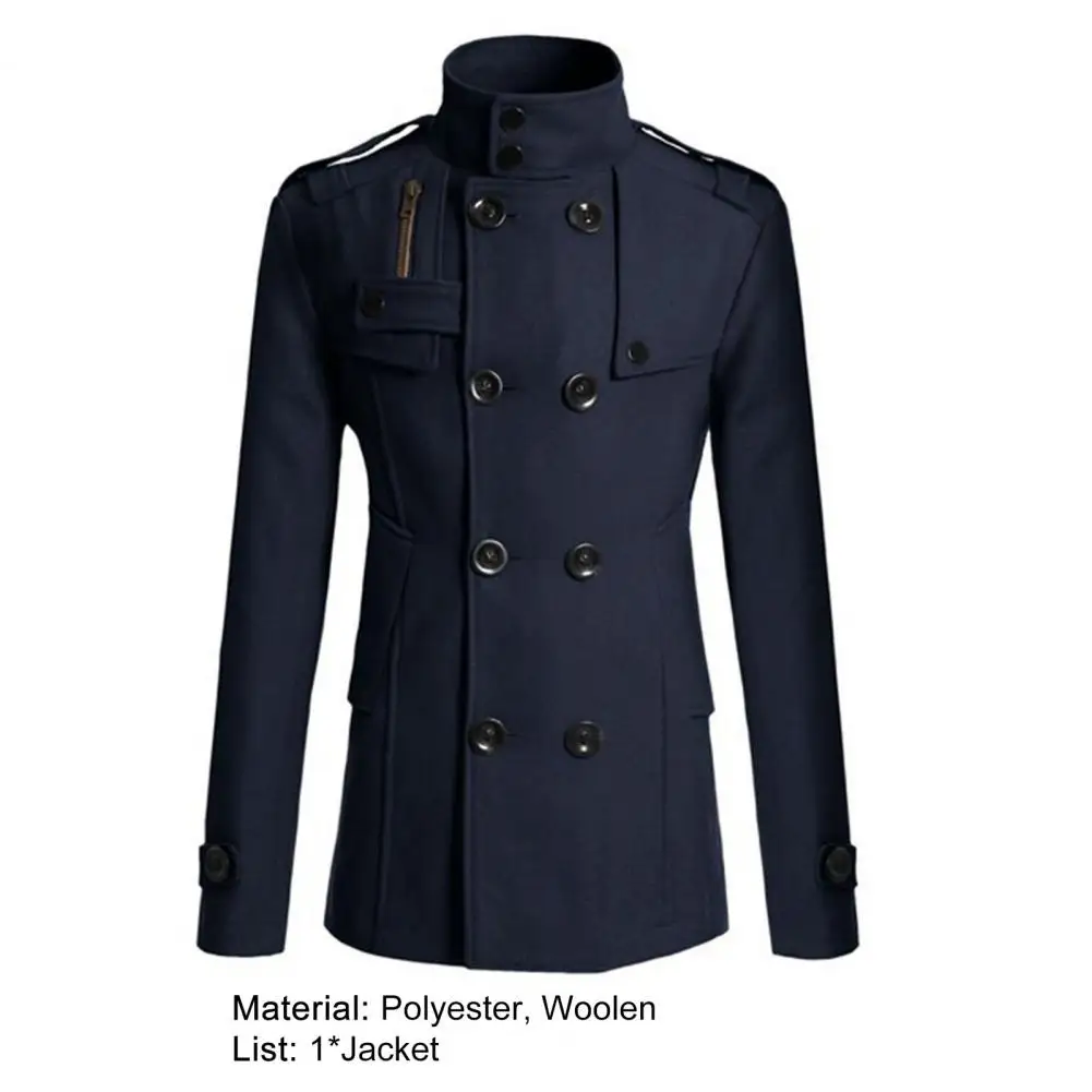 Description Picture 4 of itemFabulous Men Coat Gentle Woolen Streetwear Men Jacket  Overcoat Men Jacket for Dating