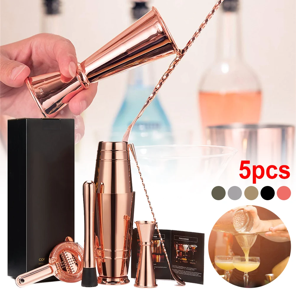 

600/800ML Cocktail Shaker Set Cocktail Mixer Bartender Kit Jigger Spoon Ice Grinder and Strainer Wine Drinks Shaker Bar Tools