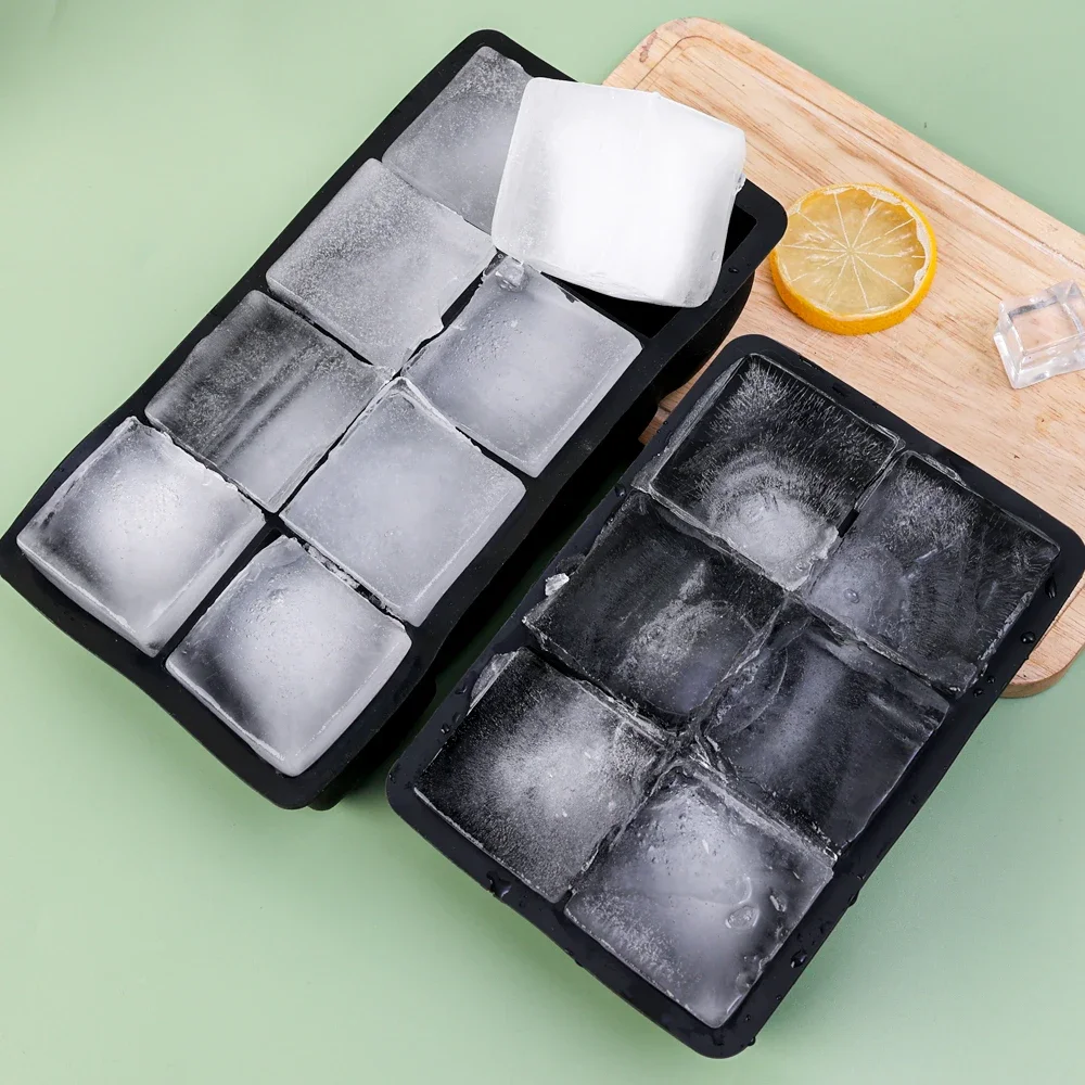 Sac41d22f14b54661a0c0f6400bcc399eS 4, 6, 8 Grid Big Ice Tray Mold Box Large Food Grade Silicone Ice Cube Square Tray Mold DIY Bar Pub Wine Ice Blocks Maker Model Mallzona