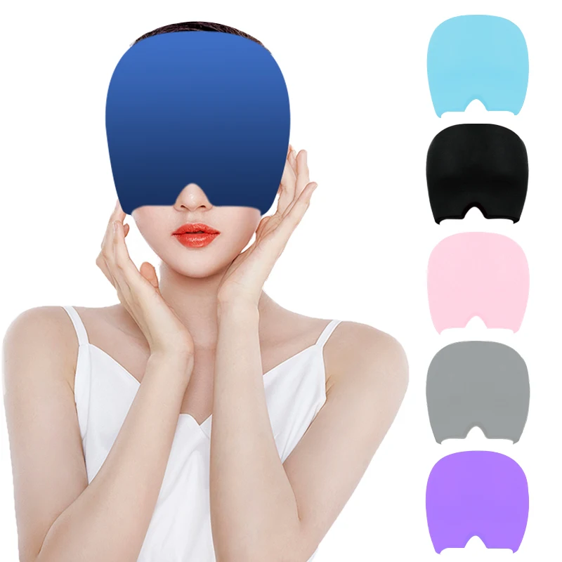 form fitting migraine relief ice head wrapping headache and migraine hat cold and hot treatment to relieve puffy eyes tension Head Massager Cap Migraine Relief Hat headache hat Gel Hot Cold Therapy Ice Cap For Relieve Pain Ice Hat Eye Mask Massage Hat