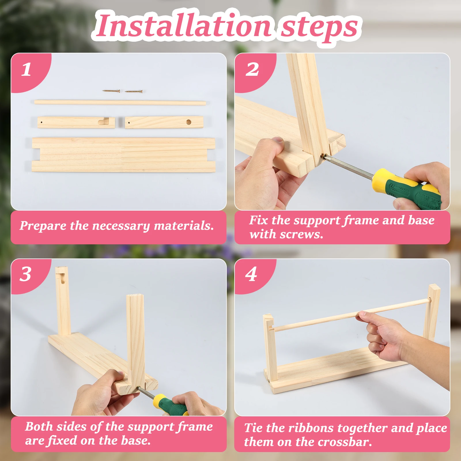 Single Layer Ribbon Storage Rack Wood Ribbon Organizer Countertop Racks Multifunctional Display Holder Home storage box