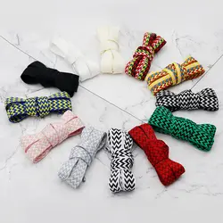 12Colors Wavy Stripe Polyester Flat Type Shoelaces Custom Shoelaces No Minimum 1.5cm Wide Shoe Ropes Women Charms Fashion Aglets