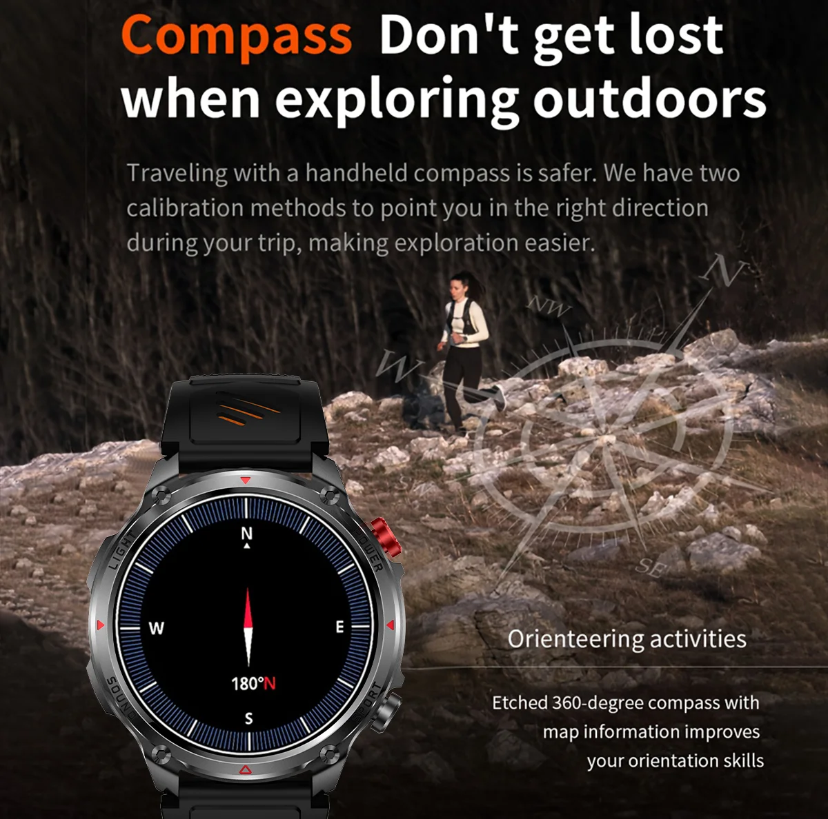 2026 New Fashion Luxury 1100mAh Battery 1.7-inch HD Screen Compass Wireless Call Flashlight 100+Sports Outdoor Sports smart 6