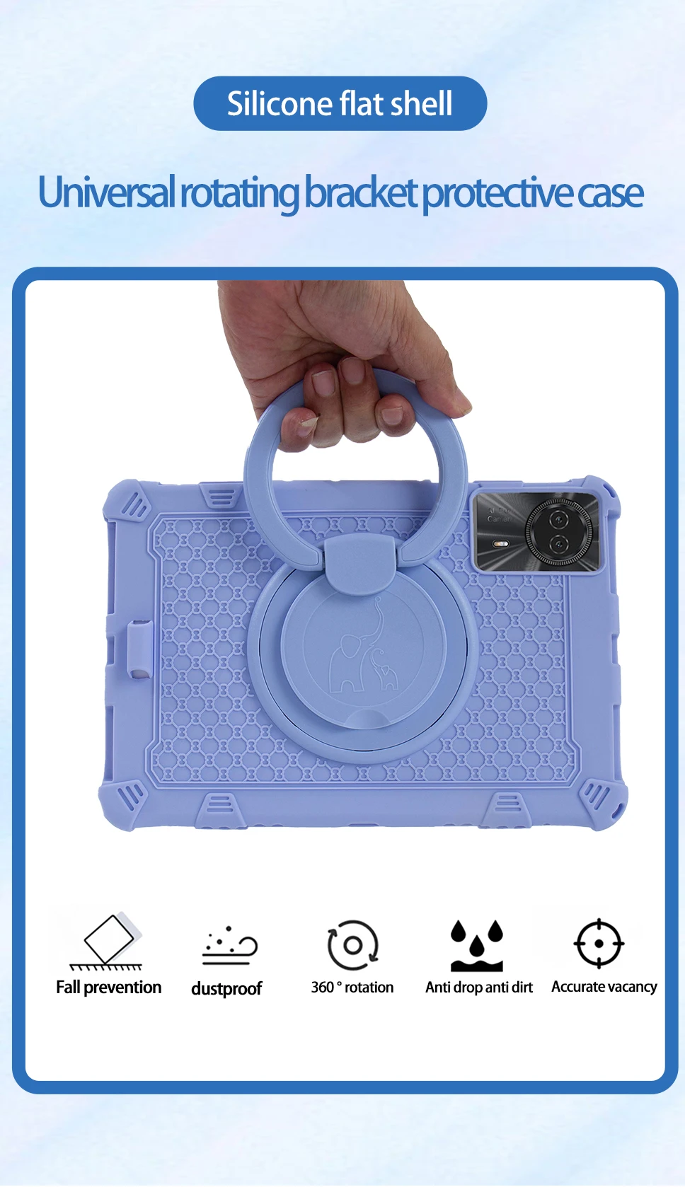 Children's 360° Rotating Stand Case with Handle Grip & Shoulder Strap