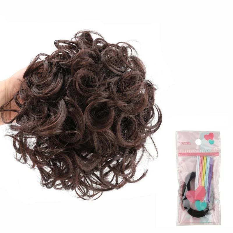 Drawstring hair messy bun hair fluffy drawstring top curling patches for girls