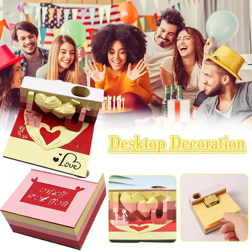 

3D блокнот для записей, художественный блокнот для резьбы, DIY клейкие блокноты, бумаги для рукоделия, любовь, карточка для резьбы, трехмерный креативный Стик Y6Q1