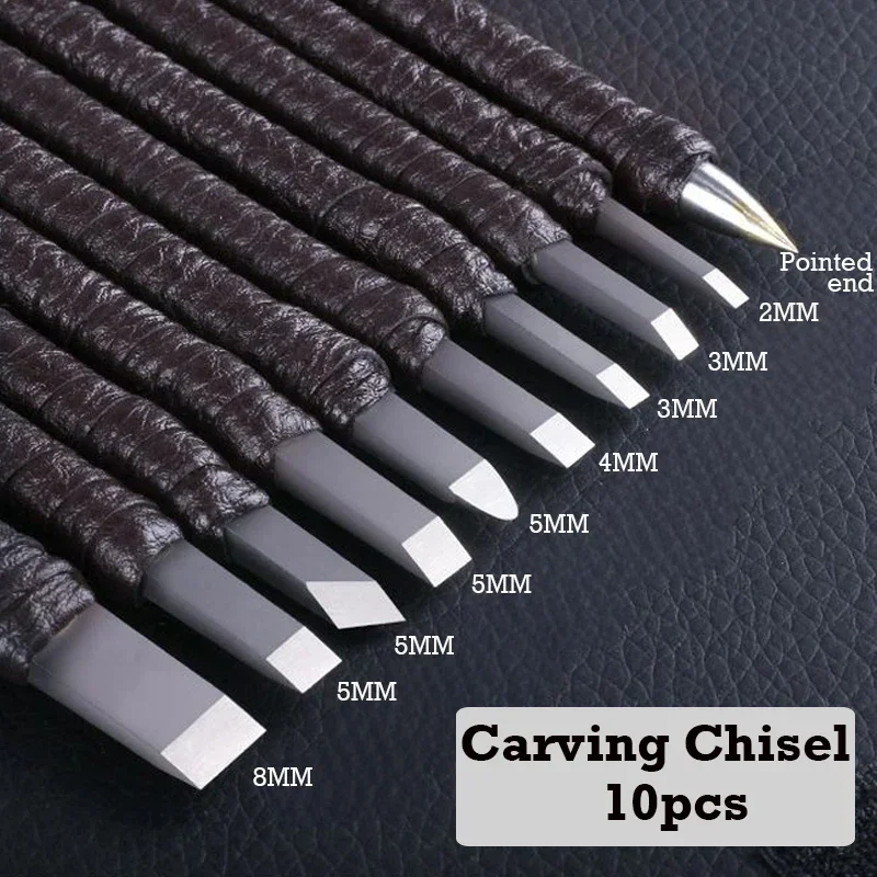 10pcsProfessionalTungstenSteelStoneCarvingHandToolsSetCarvingFilesKnifeChiselCraft