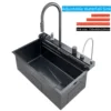 304 stainless Steel Waterfall Kitchen Sink LED Digital Display Large Single Slot Multifunctional Sink 1