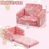 Kids Sofa Couch Fold Out, Baby Toddler Comfy Soft Chair, Flip Out Foldable Children 2 in 1 Convertible Sofa to Lounger 3