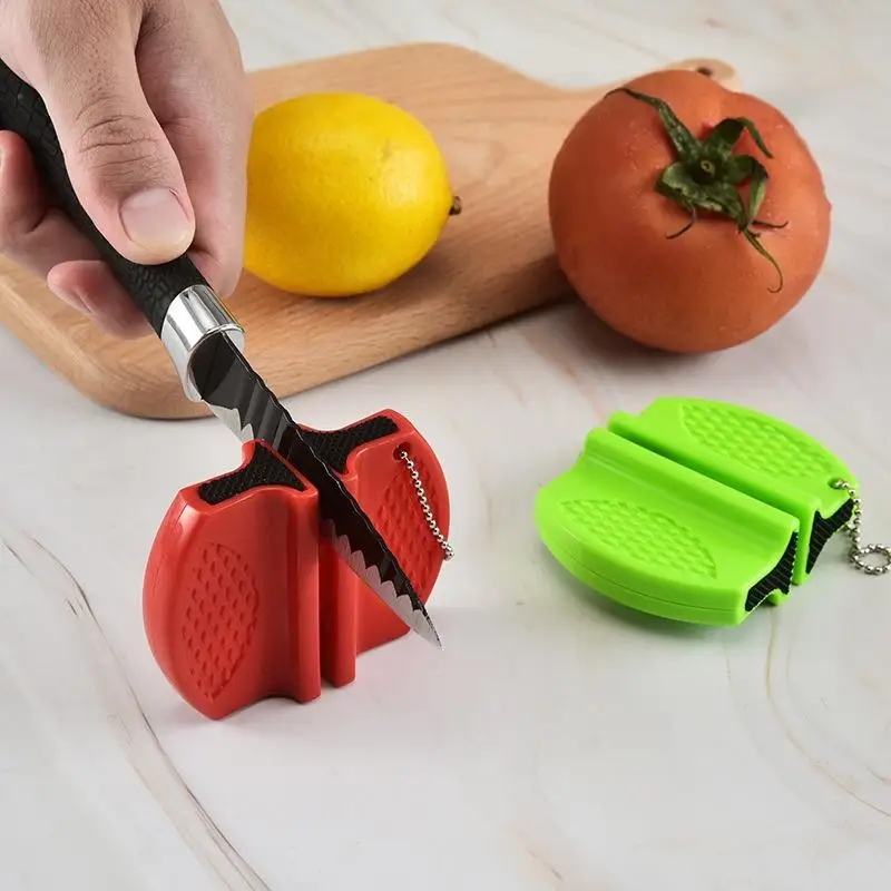 1pcs Mini Knife Sharpener Rough And Delicate Double Sided Sharpener Portable Ceramic Sharpener Pocket Outdoor Camping And Hiking