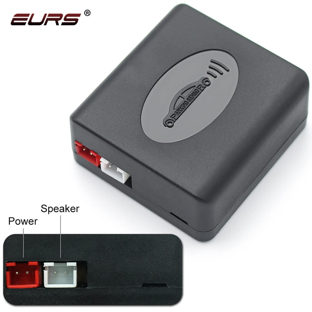 EURS Parktronic 4 sensors Car Backup Radar Parking Sensor Buzzer Detector Assistance Flat Probe System 12V Kit Universal Car Bac