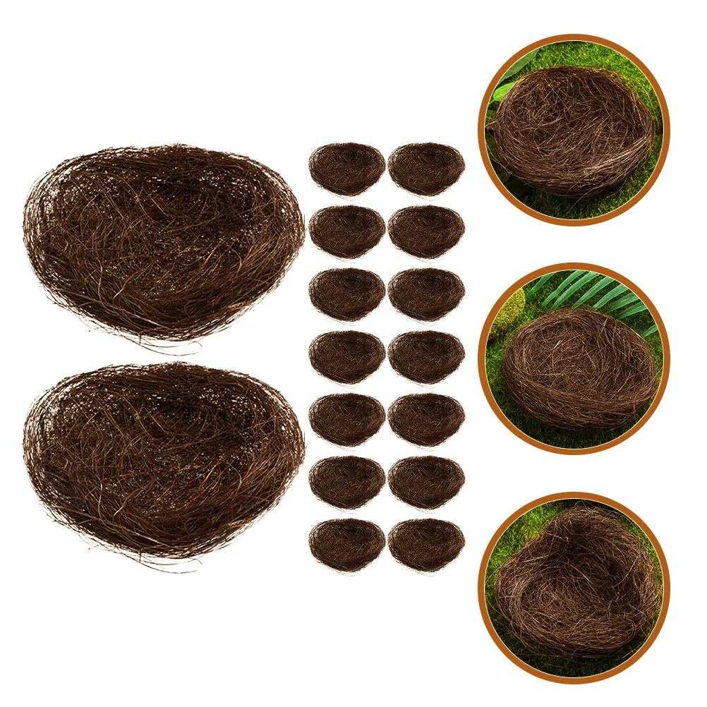 Simulated Bird Nest Garden Bird Nest Ornaments Decorative Photography Props Dinner Plate Decor 16Pcs simulated bird eggs