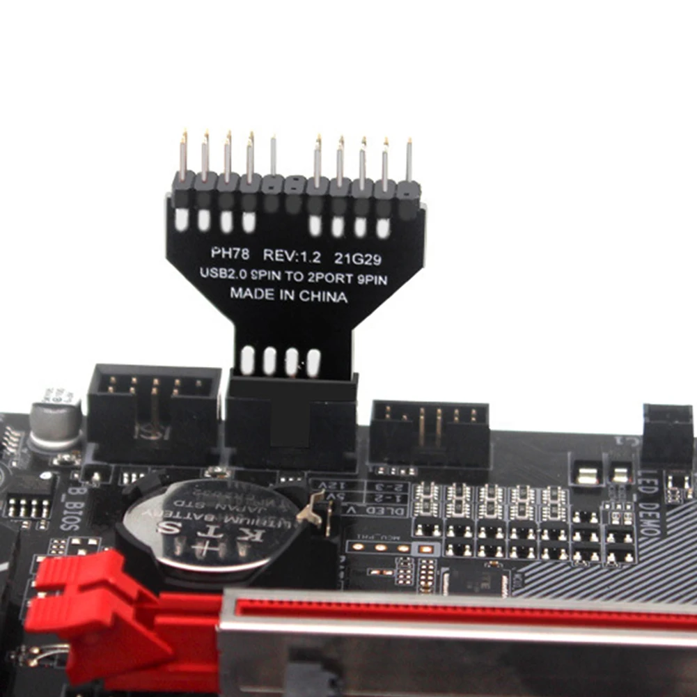 USB2.0 9Pin Splitter USB HUB Connector 1 To 2 Extension Adapter Motherboard USB 3.0 19pin to USB2.0 9Pin Header For RGB Lamp Fan