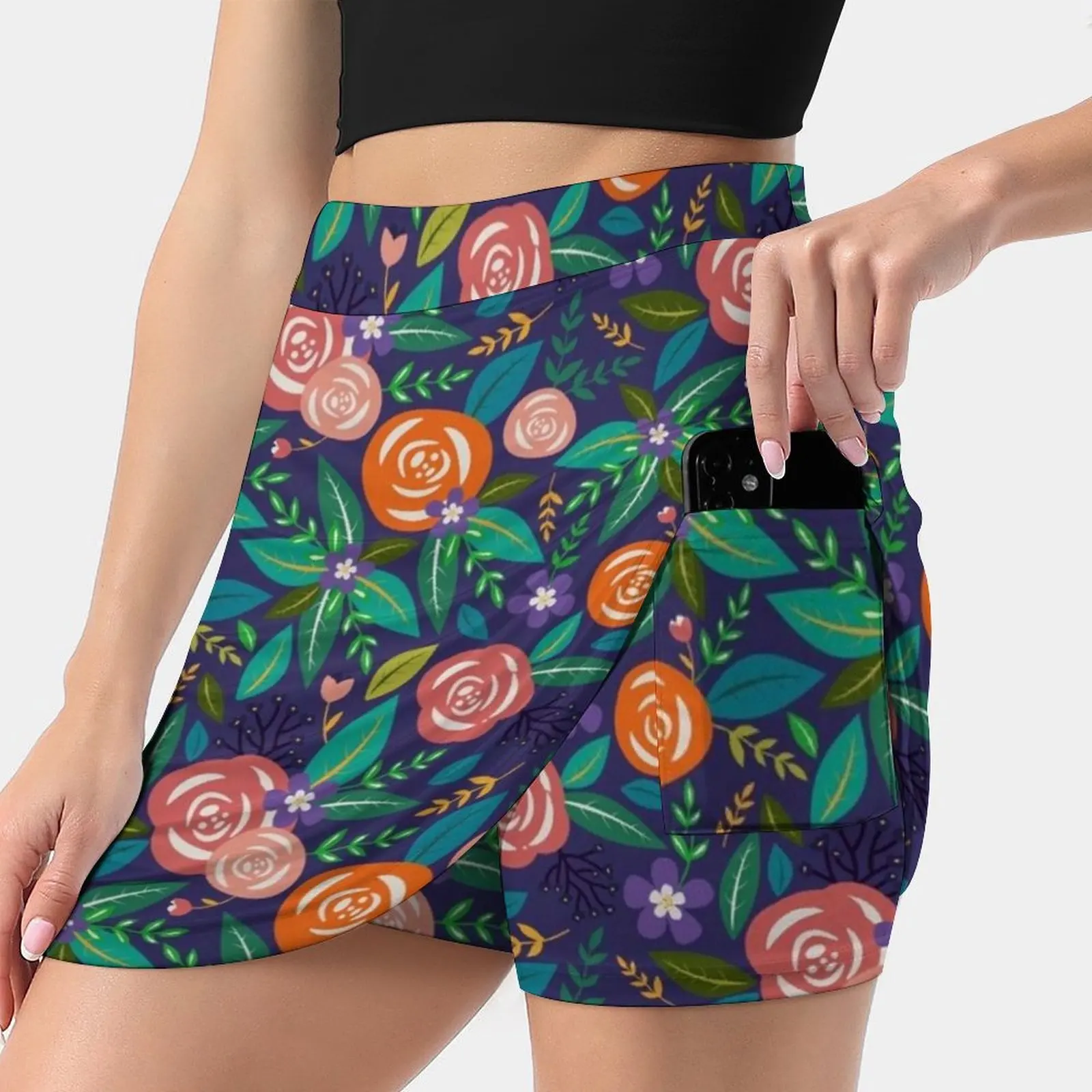 

Exotique Women's skirt With Hide Pocket Tennis Skirt Golf Skirts Badminton Skirts Running skirts Romantic Blossom Tropical