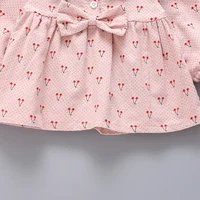 Spring And Autumn Long-Sleeved Cotton Skirt New Female Baby Dress Girl Clothing Toddler Skirt Cherry Print 0-3 Years Old 6