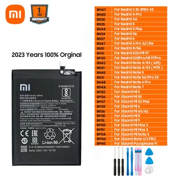 샤오미 오리지널 레드미 홍미 노트 휴대폰 배터리, Mi Max 2 A2 3 3S 4 4A 4X K20 5 5A 5X 5S 6 6X 7 8 8A 9 라이트 플러스 프로 포코폰 F1