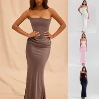 Mingmingxi 2025 Women's Evening Dress Strapless Pink Prom Party Dresses Sexy Satin Long Corset Dress Elegant Maxi Gala Dresses