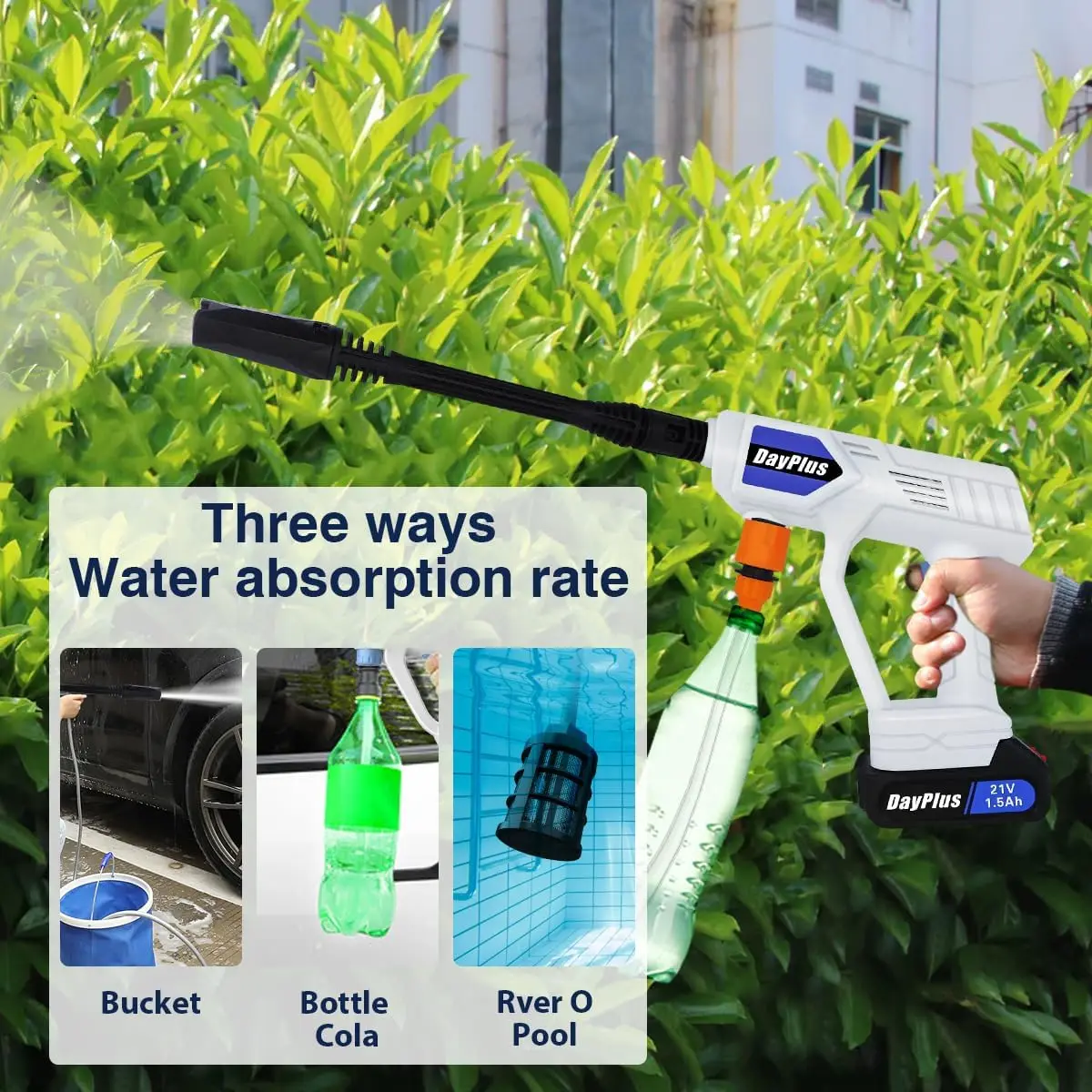 DayPlus Electric High Pressure Washer Rechargeable Car Wash Gun Cordless Electric Water Gun Foam Machine for Makita 24V Battery 2