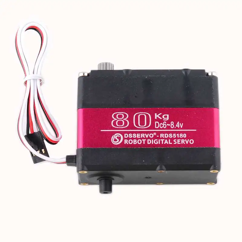 RCmall 4 Sets RDS5180 80KG Digital Metal Robotic Servo 180/ 270 Degree 7.4V Double-shaft IP66 RC Servo Motor for Robot Car