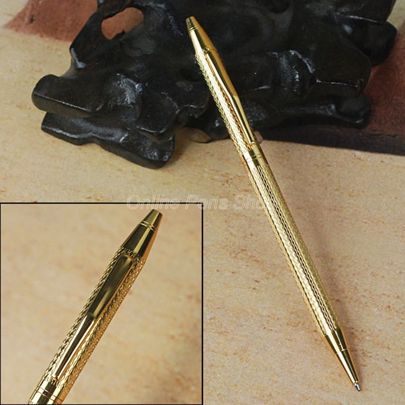 

Wholesale 5 Pcs Business Ballpoint Pen Smooth Refill Pen Beautiful Golden Pattern Writing Pen Fit Office Home School New