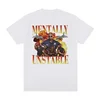 Mentally Unstable Funny Gym Graphic T-shirt Women's Cool Retro Gothic Short Sleeved T-shirt Hip Hop Clothing Large T-shirt 2