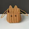 Bunny Hand Basket Small Portable Storage Woven Easter Rattan Picnic Sundries Lightweight Bedroom Living Room Kitchen Home Decor 6