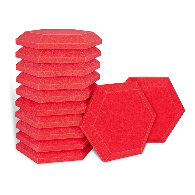 12 Pcs Acoustic Foam Board Hexagonal Studio Slope Heel Panel for Sound Insulation &amp Treatment |