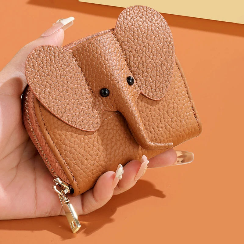 Creativa Borsa in Pelle PU per Donne, Portacarte con Ciondolo a Forma di Elefantino, Ideale come Regalo di Compleanno - immagine 3
