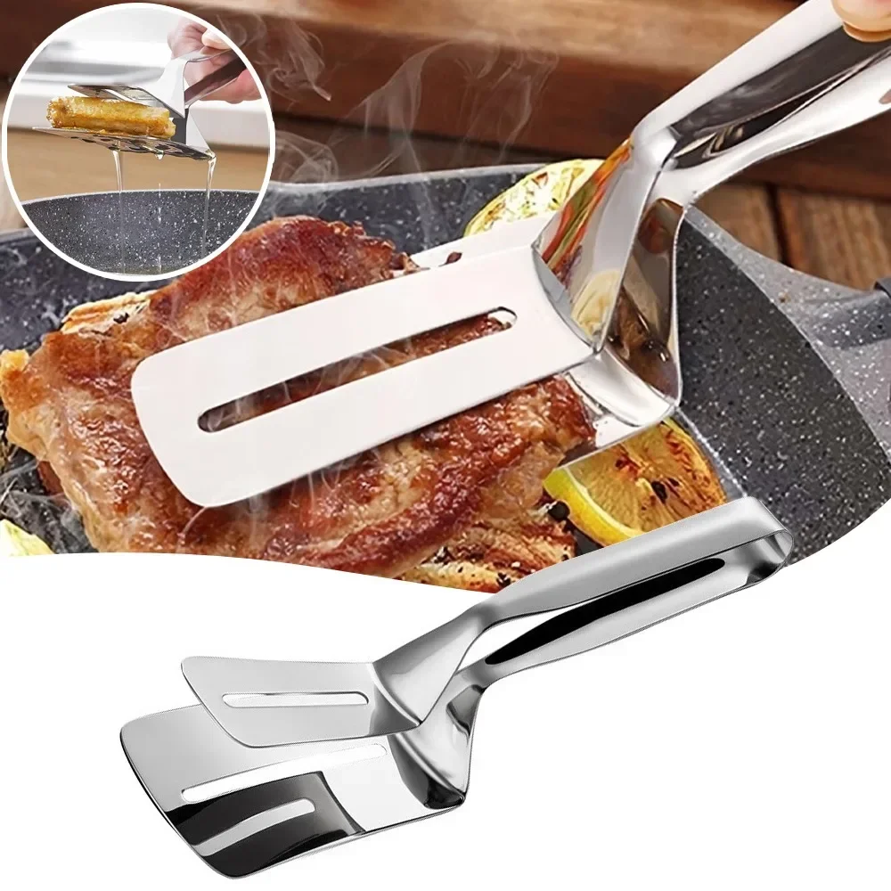 Kitchen Utensils Multifunctional Food Tongs Stainless Steel BBQ Bread Clip Durable Frying Shovel Clip Fried Fish Shovel Household Kitchenware