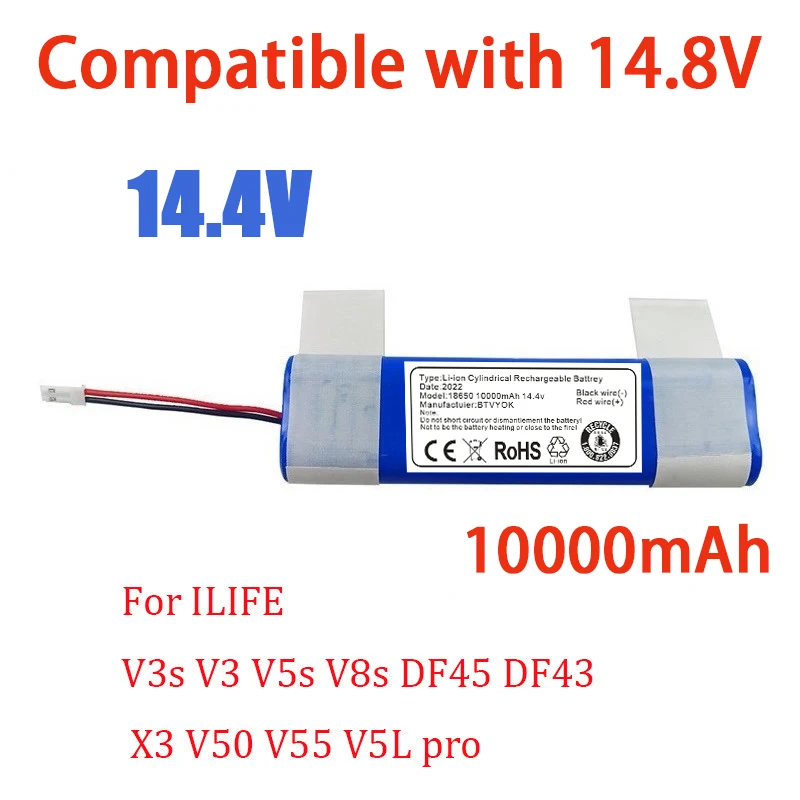 

Genuine 14.4V 10000mah 18650 Lithium Battery For ILIFE V3s Pro, V50, V5s Pro, V8s, X750 Robot Vacuum Cleaner Battery