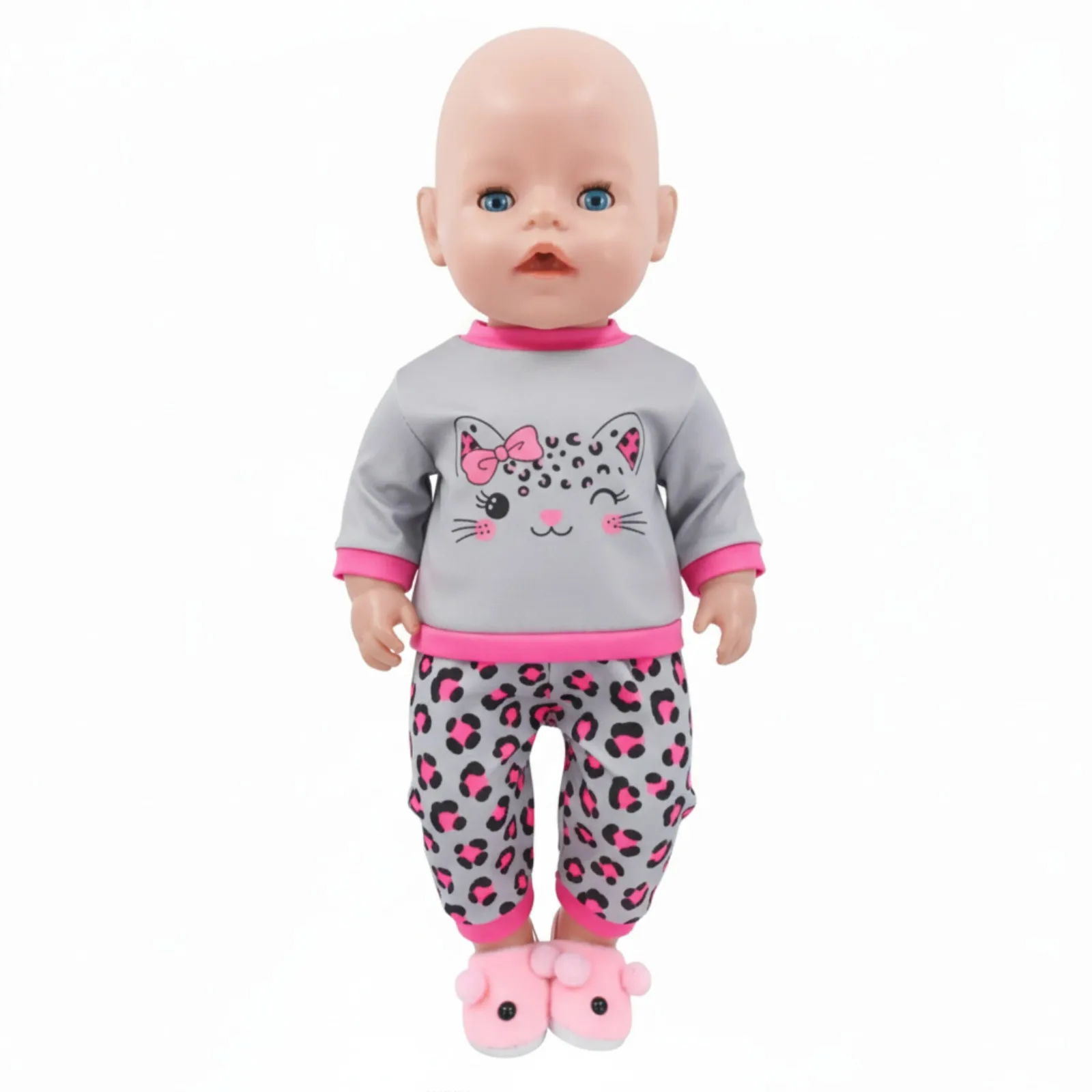 Niedliche Puppenkleidung + Plüsch-Hausschuhe für 43 cm große Babypuppen, Zubehör und 18-Zoll-Amerikanische Puppen, Mädchenspielzeug unserer Generation – Detail 6