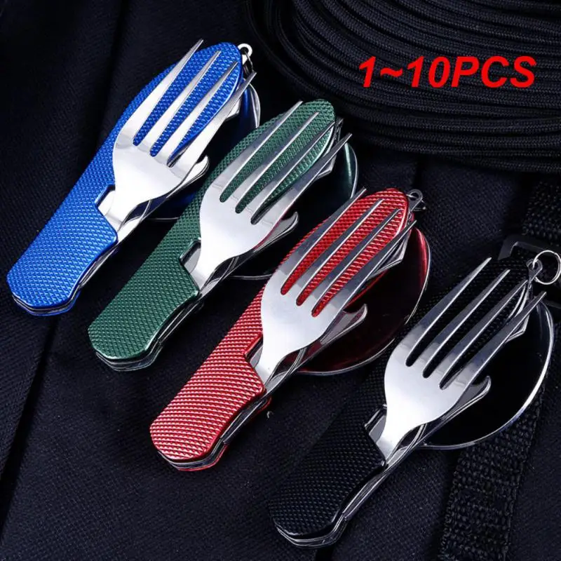 

1~10PCS Outdoor Camping Multifunctional Foldable Pocket Stainless Steel Outdoor Camping Picnic Cutlery Knife Fork Spoon