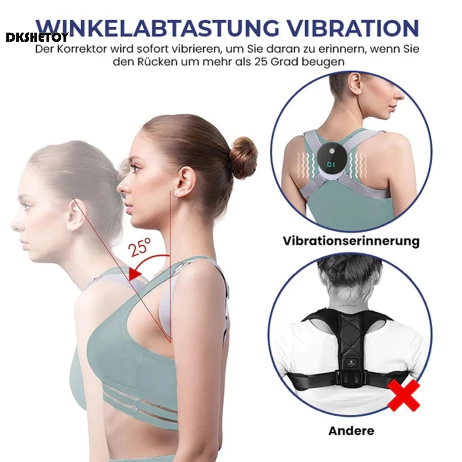 Smart Correction Belt Posture Reminder Ultrasonic induction Sitting Posture corrector with vibration Clavicle Orthosis Corrector