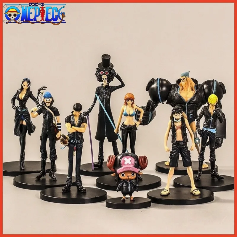 

9pcs Set Black Golden White Color Anime Figure One Piece Luffy Zoro Sanji Nami Brook Action Figure Collec Cool Model Toy Gifts