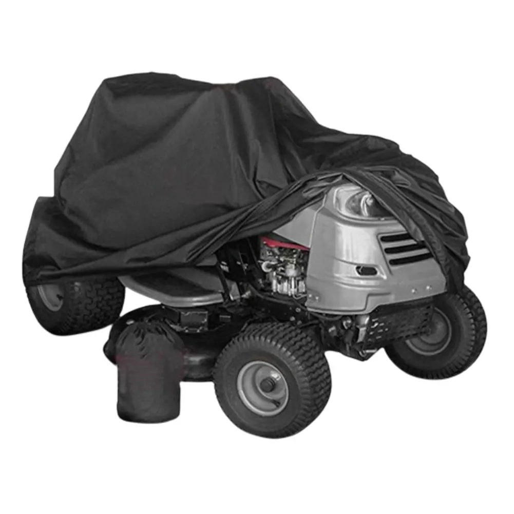 Black Car Coat Oxford Cloth Lawn Tractor Cover Dustproof Riding Mower Coat with Portable Storage Bag UV Protection for Home Use