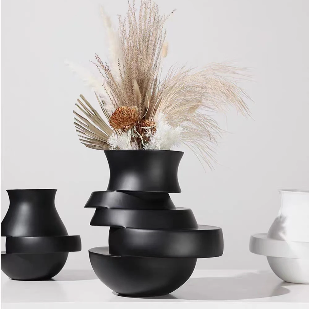 

Modern Minimalist White laminated Creative Vases Home Decor Table Top Artistic Flower Ware Nordic Art Desktop Decoration Accesso