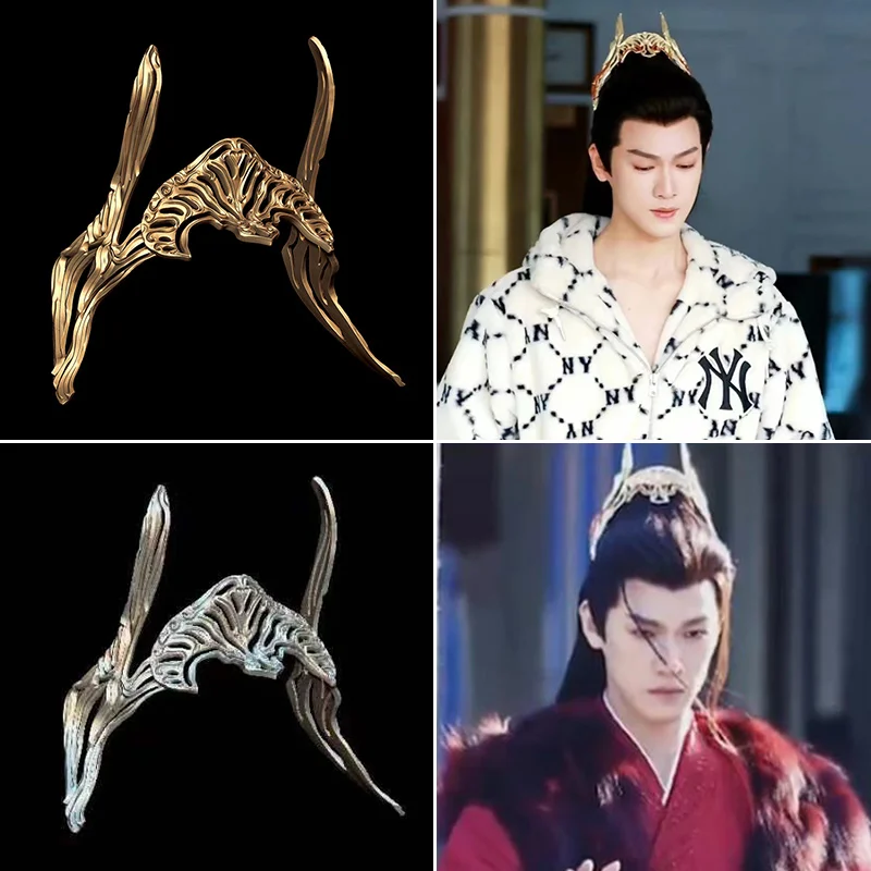 Resin Classic Headwear Chinese Antique Gold Crown Ninja Warrior Swordsman Accessories Wuxia TV Movie Play