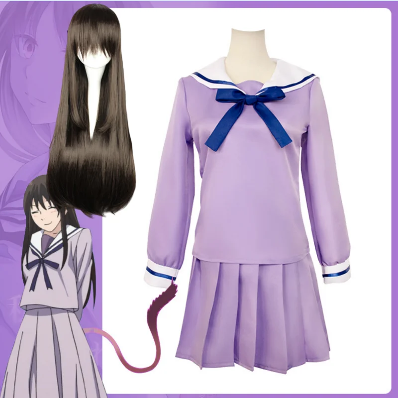 

Anime Noragami Yukine Iki Hiyori Cosplay Costume Purple Shirt Jk Dress Tie Wig Full Uniforms Christmas Halloween Party Costumes