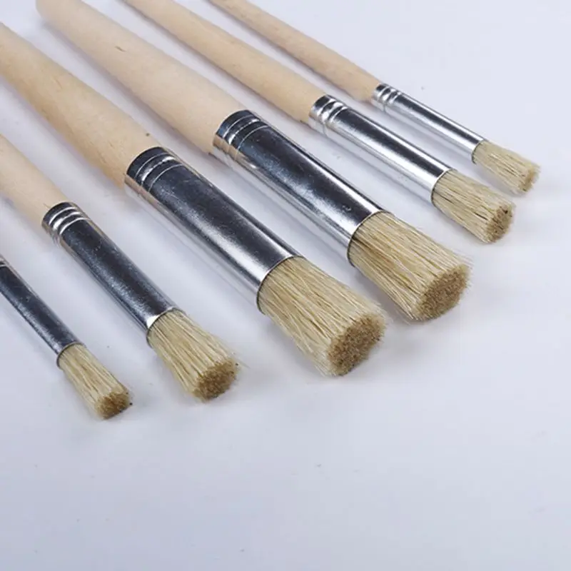 Watercolor Paint Brush 6pcs/set Easy Grasp Natural Wood Handle Pottery Painting Dropship