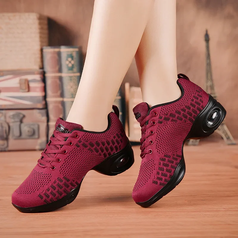 Fashion Sneakers Dance Shoes for Women ing Woven Mesh Comfortable Modern Dancing Shoes Girls Ladies Outdoor Sports Shoes